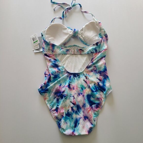 Splendid One Piece Swimsuit Tie Dye Padded Shelf Bra Tummy Control Large - Picture 8 of 10
